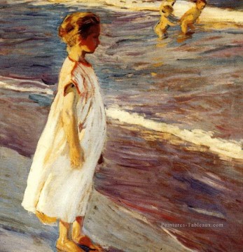 sorolla Tableau Peinture - Joaquin Sorolla fille à la plage Impressionnisme enfant